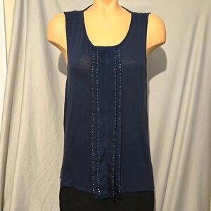 Calvin Klein dressy navy blue burnout studded tank top